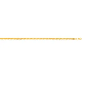 14K Gold 3mm Semi-Solid Square Franco Chain