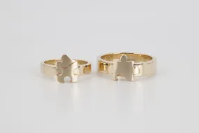 14k Yellow Gold His & Hers Wedding Ring Set Sizes 6.5 & 10.5 (15.10g.)