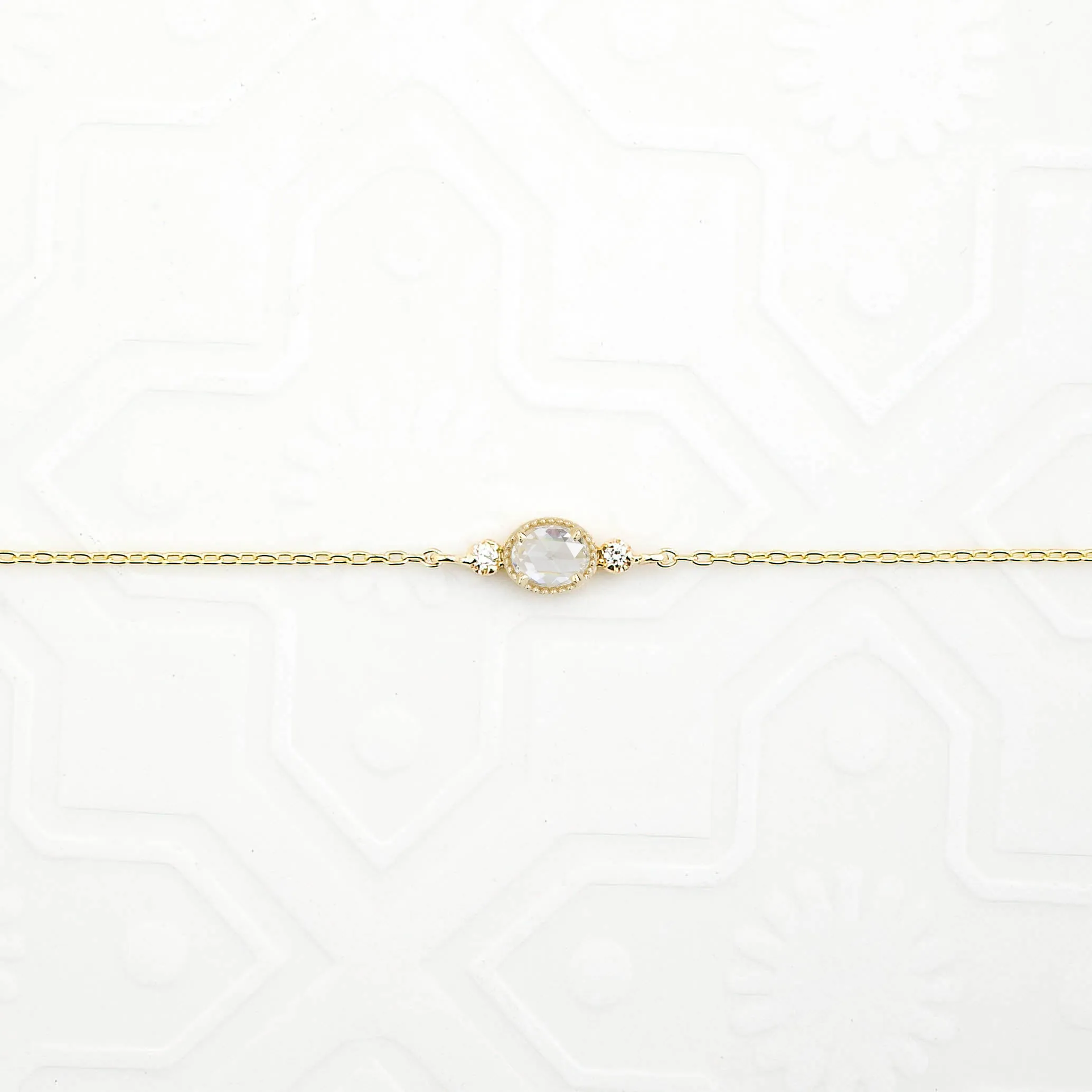 3 Stone Diamond Bracelet, 14k Yellow Gold