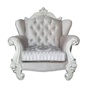 44 X 41 X 46 Ivory Wood Chair  2 Pillows