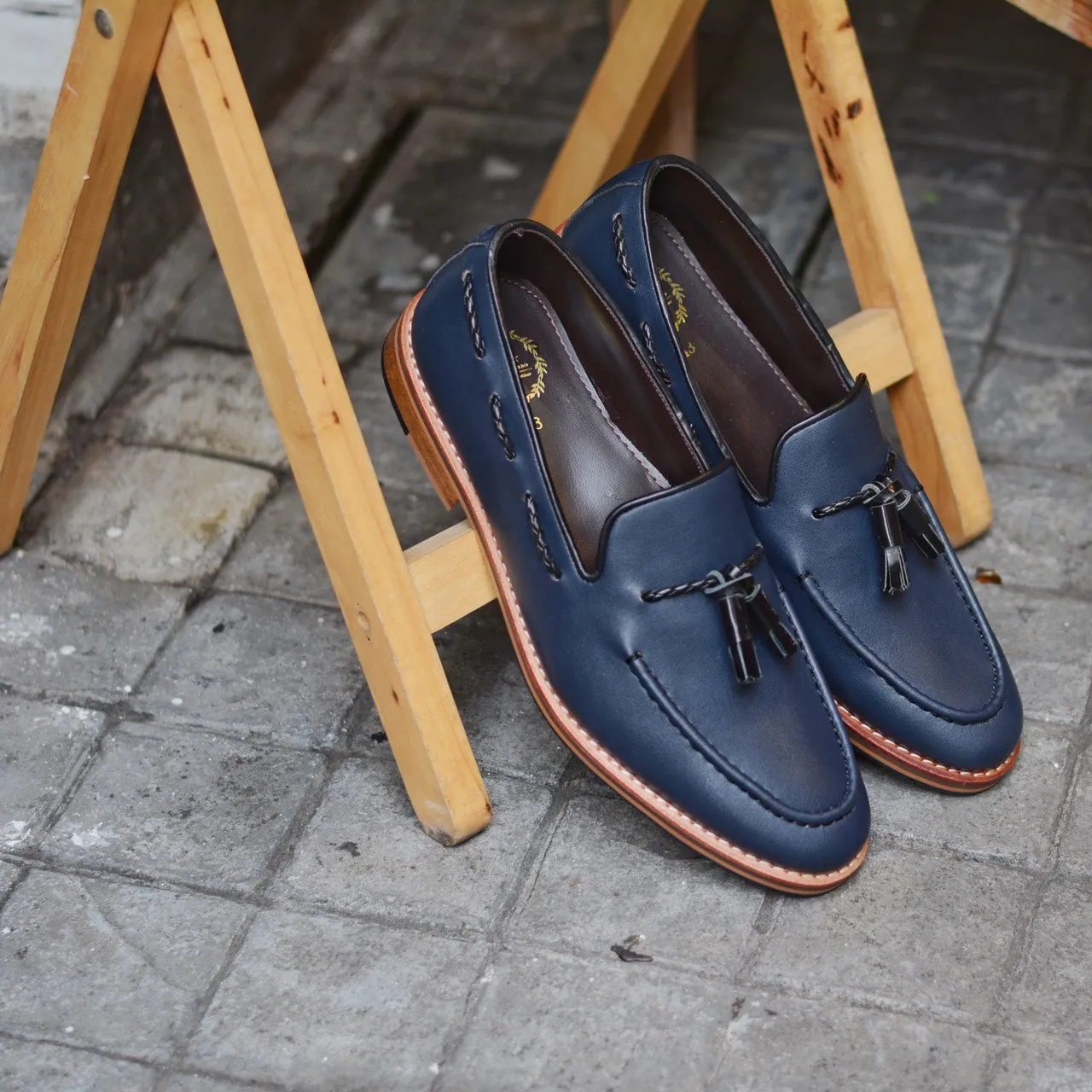 503 Tassel Loafer MattBlue x Wooden Soles