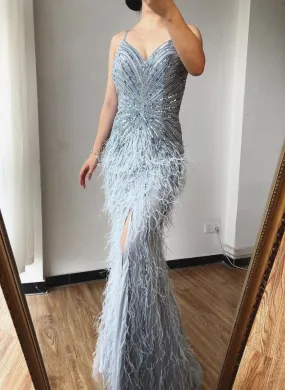 Aurelia Luxury Feathers Beading Formal Dress