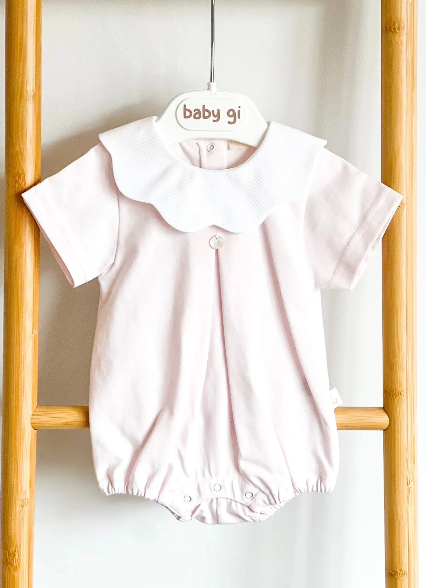 BabyGi Pink Scallop Collar Romper