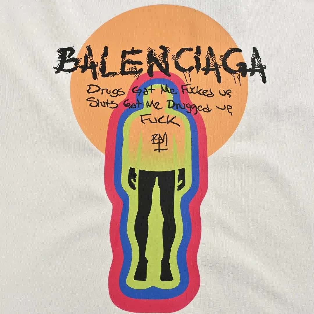 Balenciaga White T-Shirt with Graphic Design