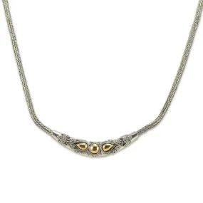 Balinese Sterling Silver and 18K Gold Necklace