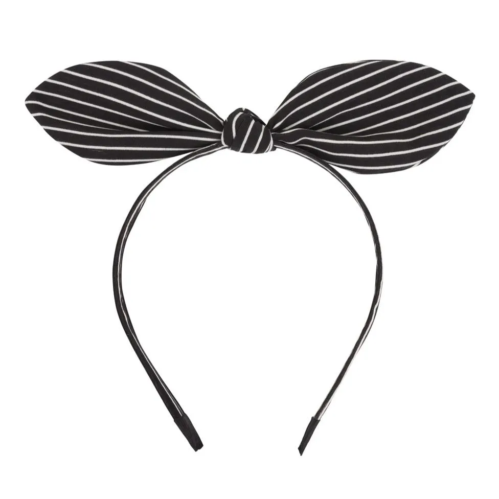 Black And White Stripe Bow Headband