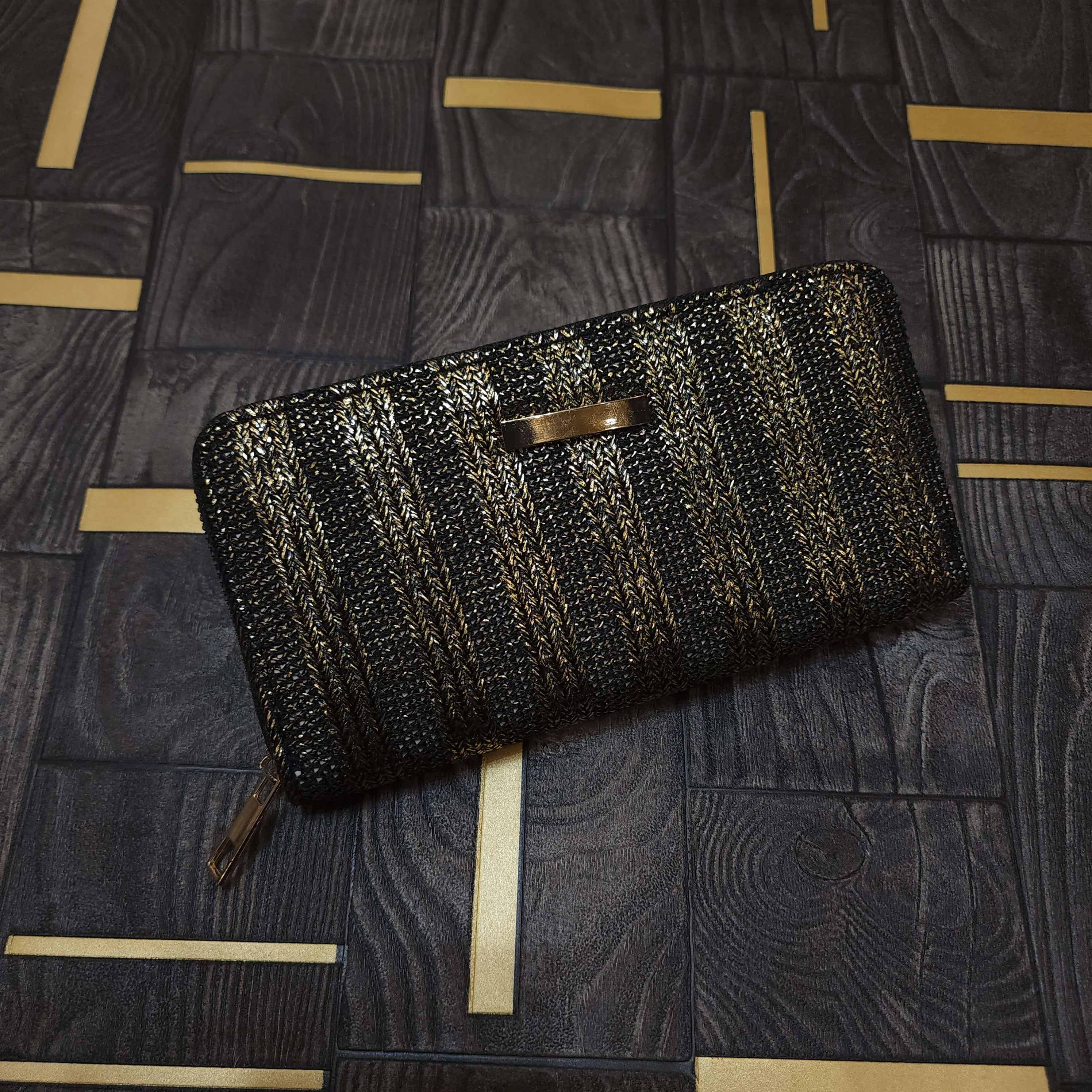 Black Gold Stripe Wallet