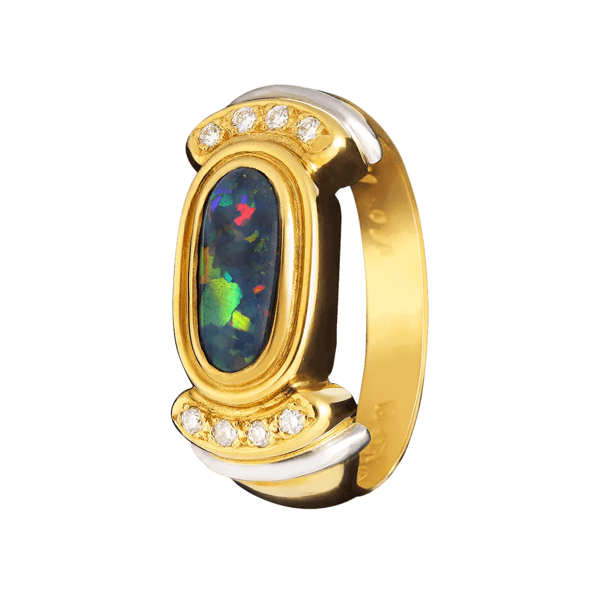 Black Opal, Diamond, 18K Gold & Platinum Ring