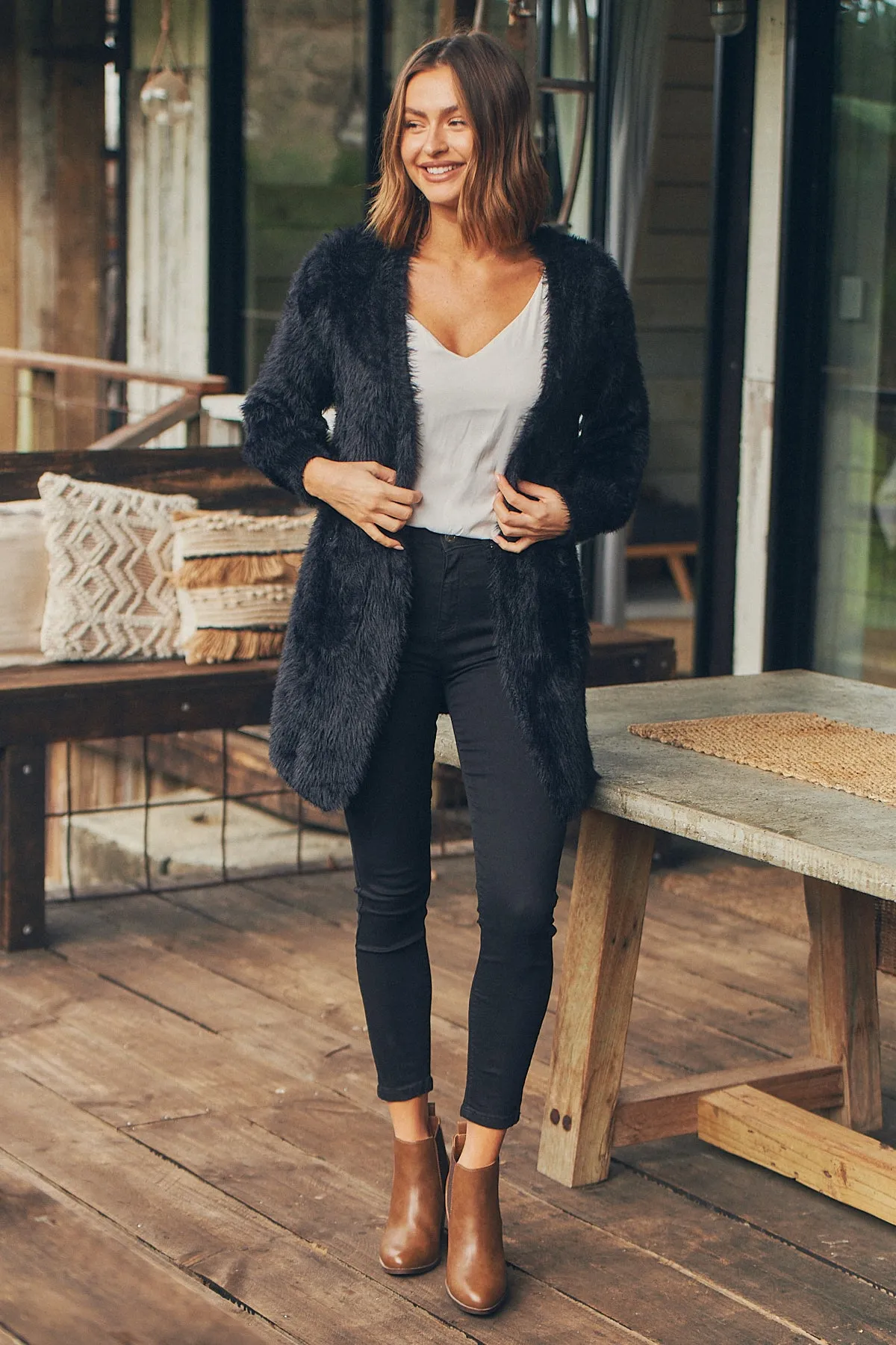 Bonnie Long Sleeve Black Knit Cardigan