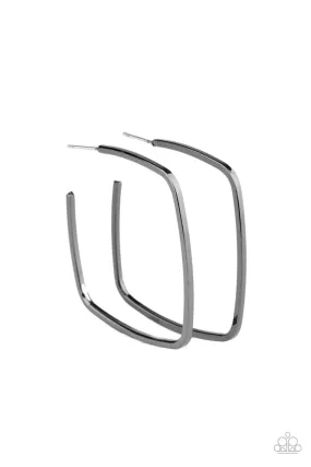 Brazen Beauty Black Gunmetal Hoop Earrings - Paparazzi Accessories