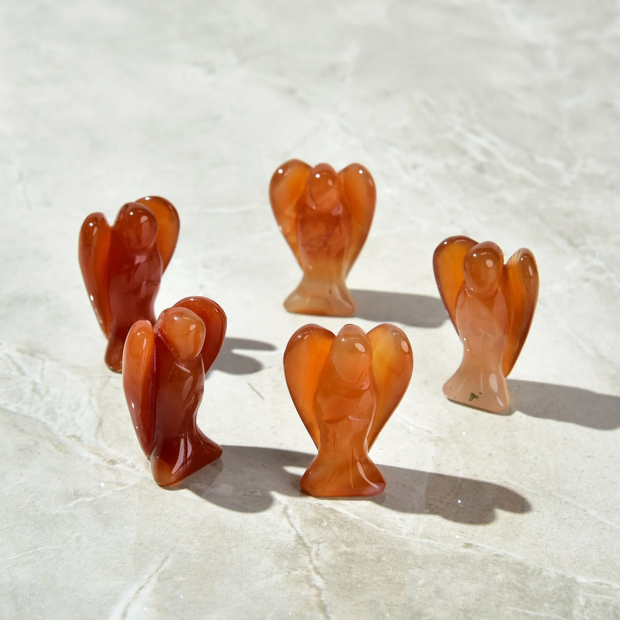 Carnelian Angel Small Gemstone Carving