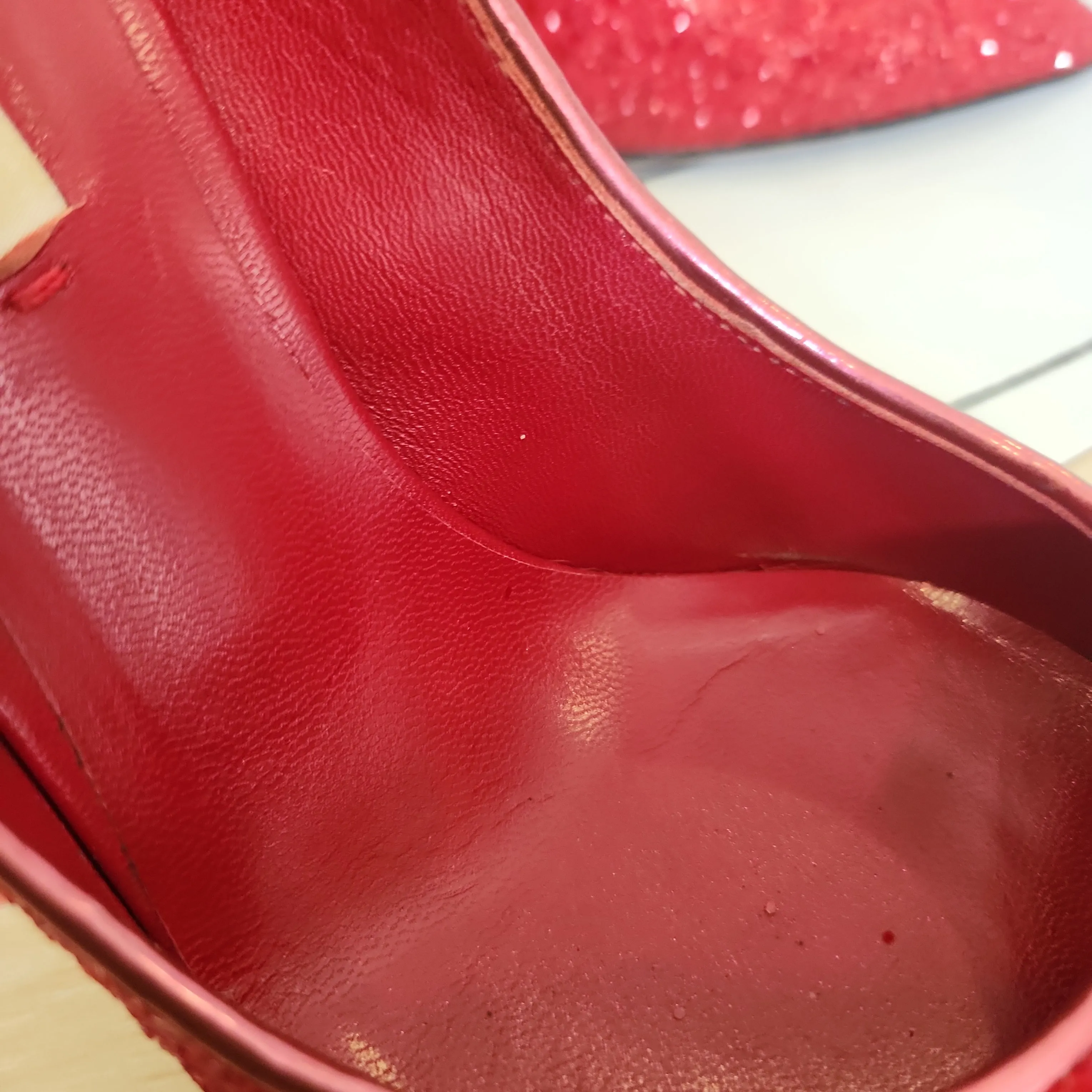 Casadei Red Sequins Pointed Stiletto Pumps | Pre Loved |