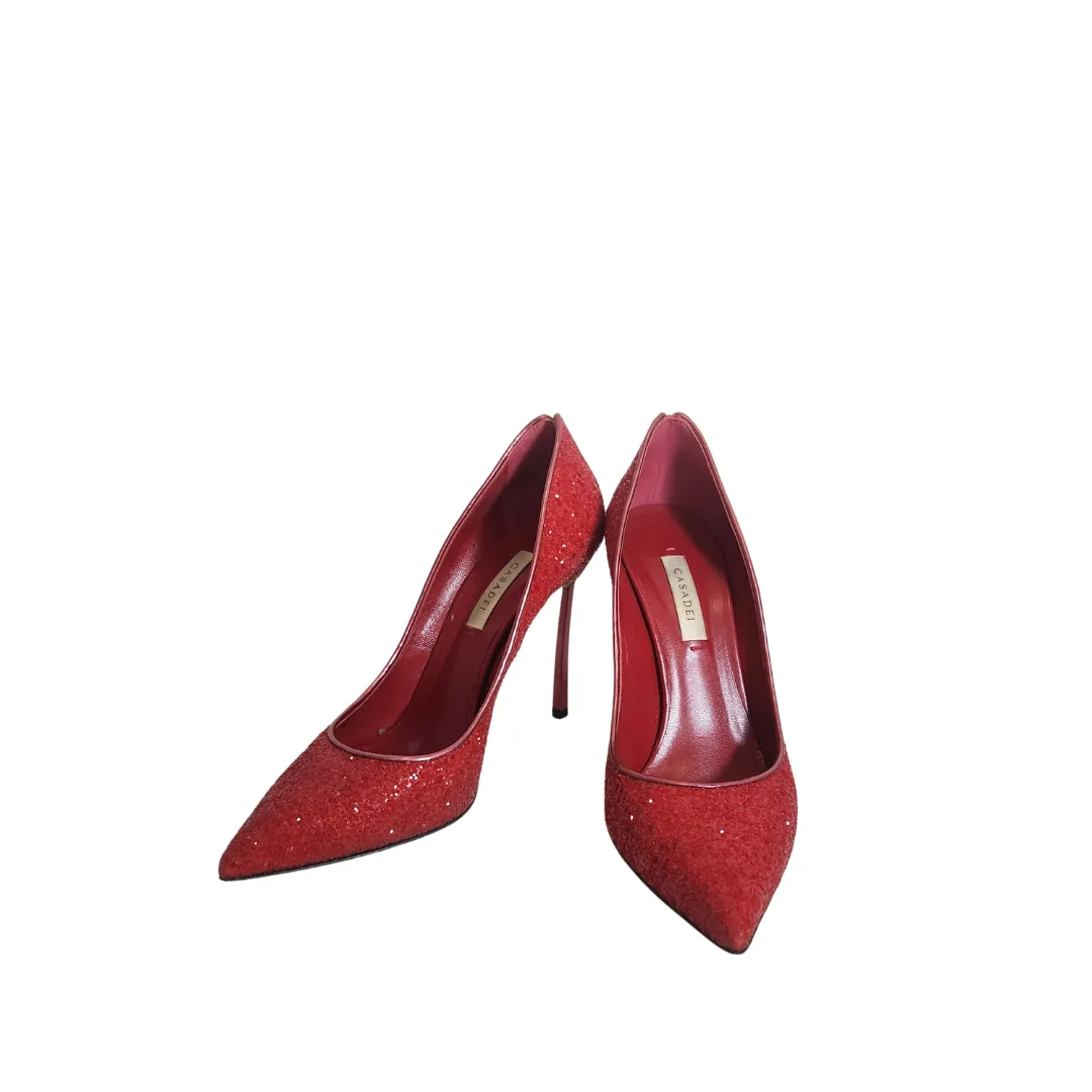 Casadei Red Sequins Pointed Stiletto Pumps | Pre Loved |