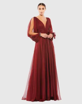 Chiffon Open Sleeve A Line Gown