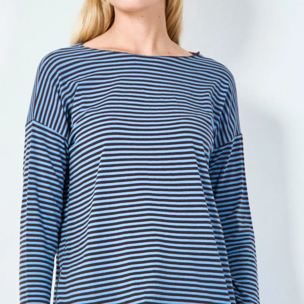 Comfortable striped top with 3/4 sleeves wholesale