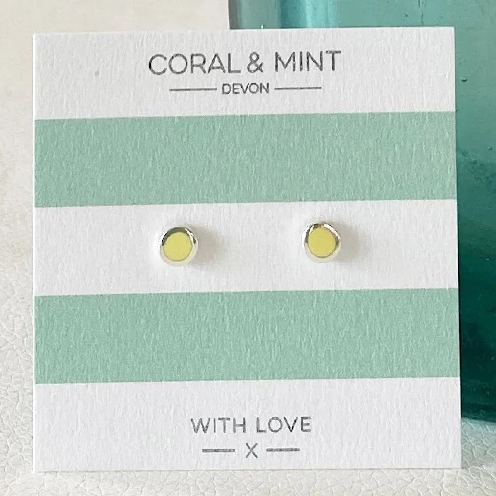 Coral & Mint Yellow Enamel Studs