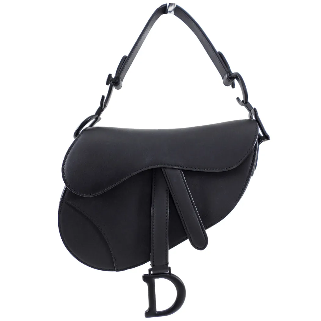 Dior All Black Ultramatte Leather Mini Saddle Bag