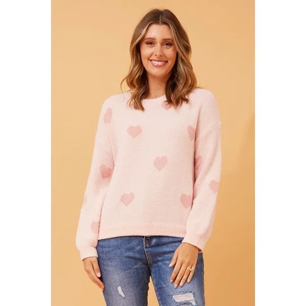 DUNYA HEART PATTERN KNIT JUMPER