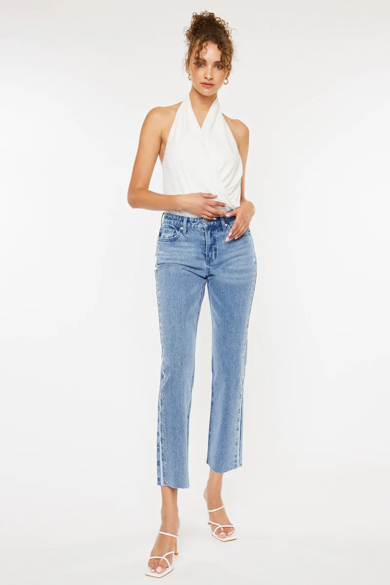 Evelyn  Mid Rise Slim Straight Leg Jeans