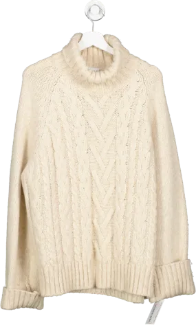 Ganni Cream Cotton-blend Turtleneck Jumper UK L/XL