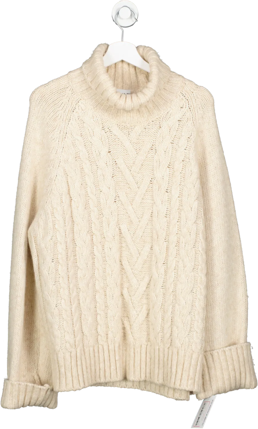 Ganni Cream Cotton-blend Turtleneck Jumper UK L/XL