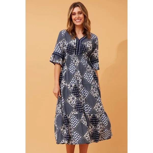 GILMA PATCHWORK BOHO MIDI DRESS