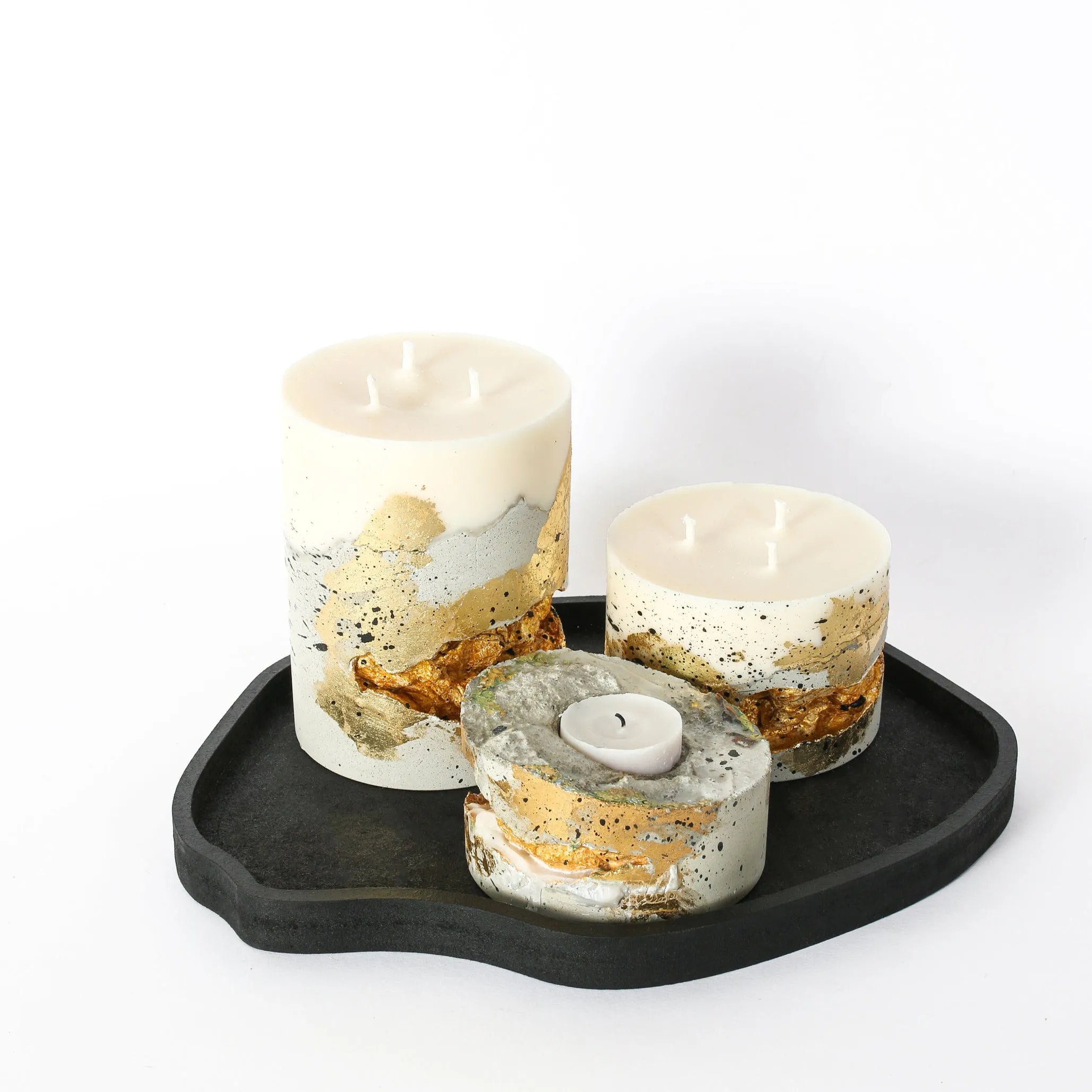 Golden concrete candle „3 IN 1“ (big)