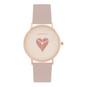 Heartfelt Pink PU Strap Watch