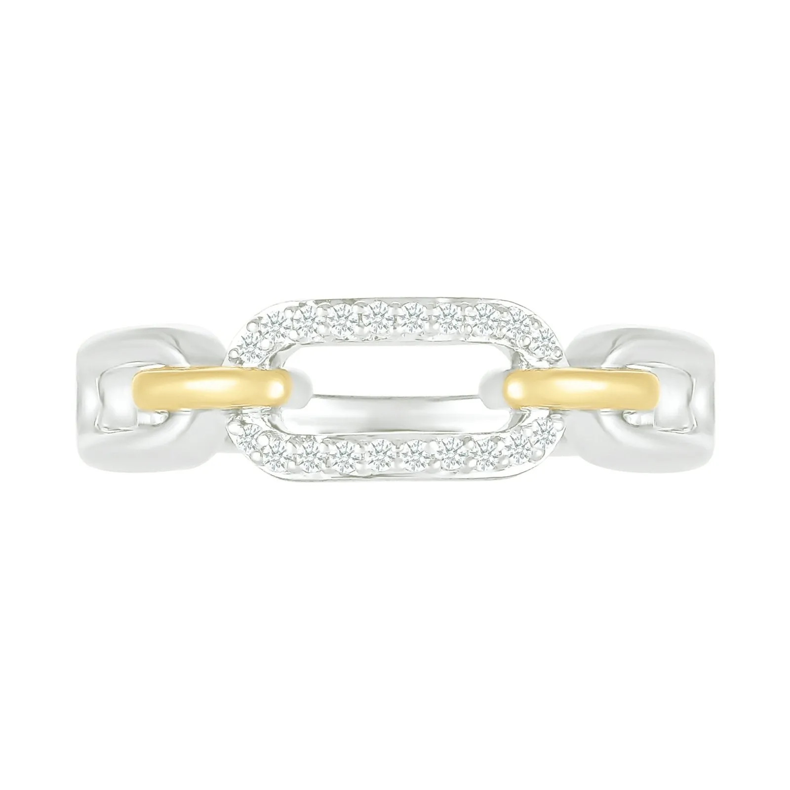 Interlocking Gold and Diamond Paperclip Ring