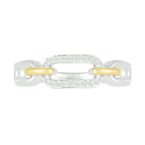 Interlocking Gold and Diamond Paperclip Ring