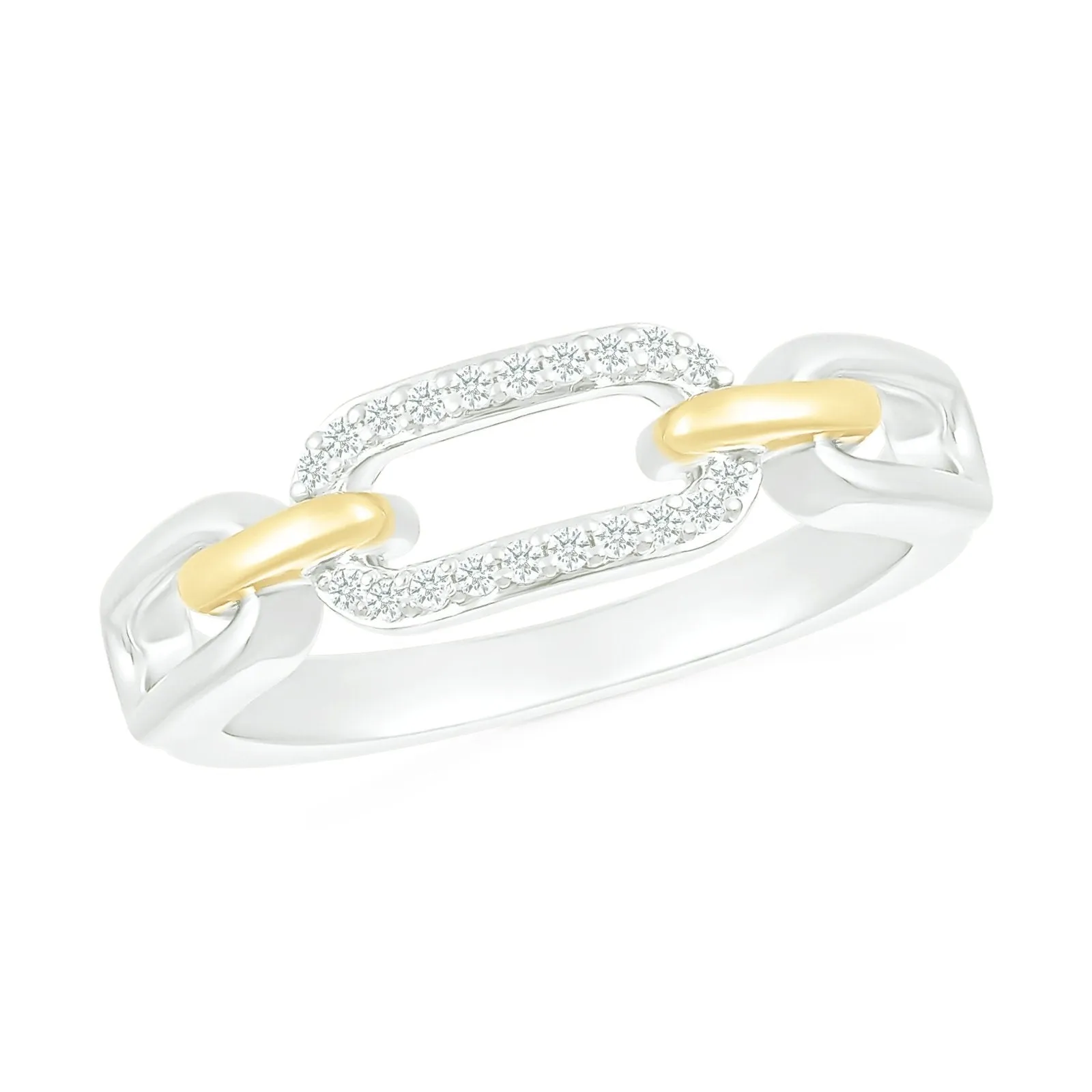 Interlocking Gold and Diamond Paperclip Ring