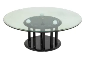 Italian Modern Marble & Glass Revolving Low Table