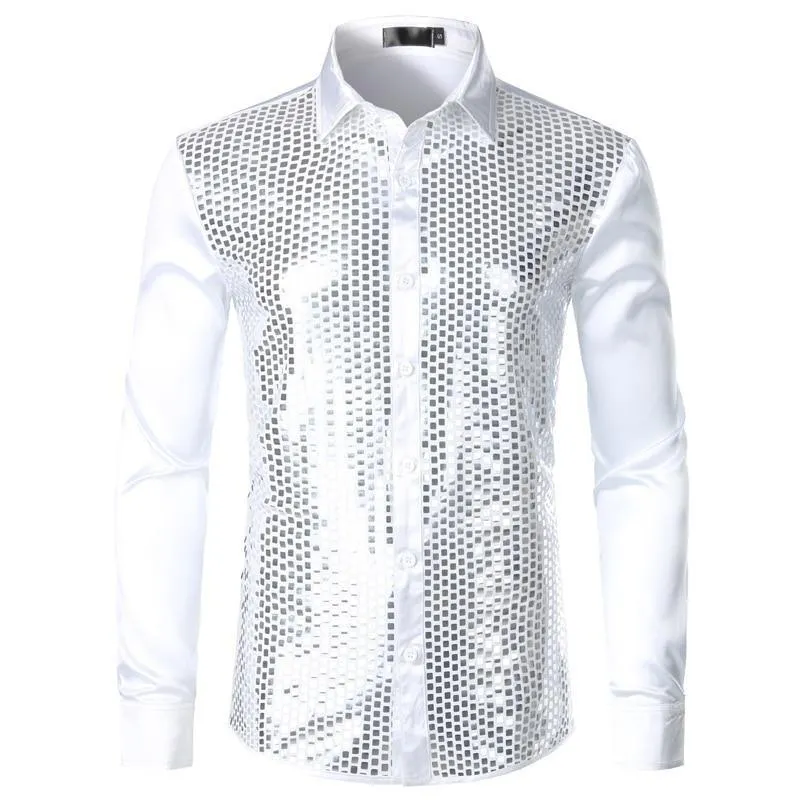 Luxury Sequins Silk Shirt For Men