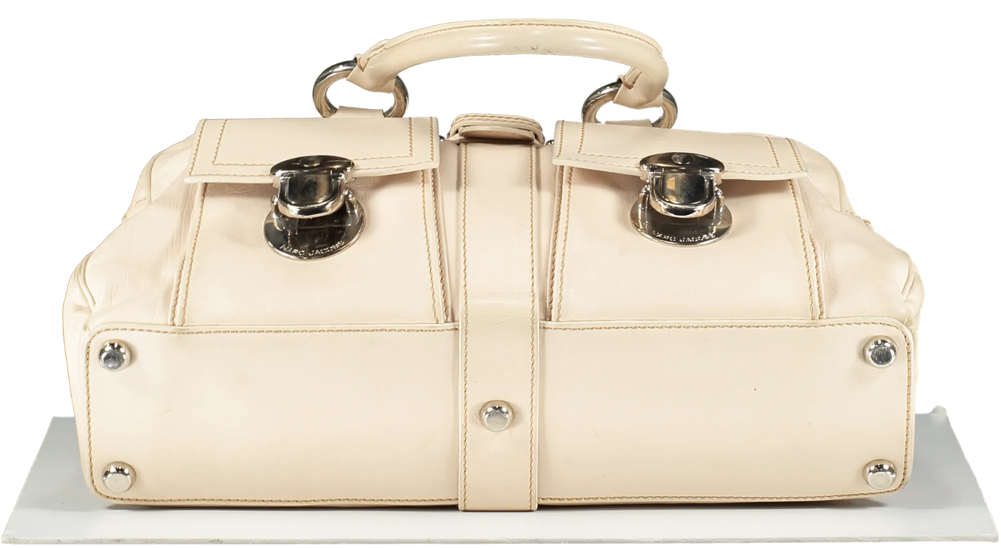 Marc Jacobs Cream Leather 2 Pocket Top Handles Venetia Handbag