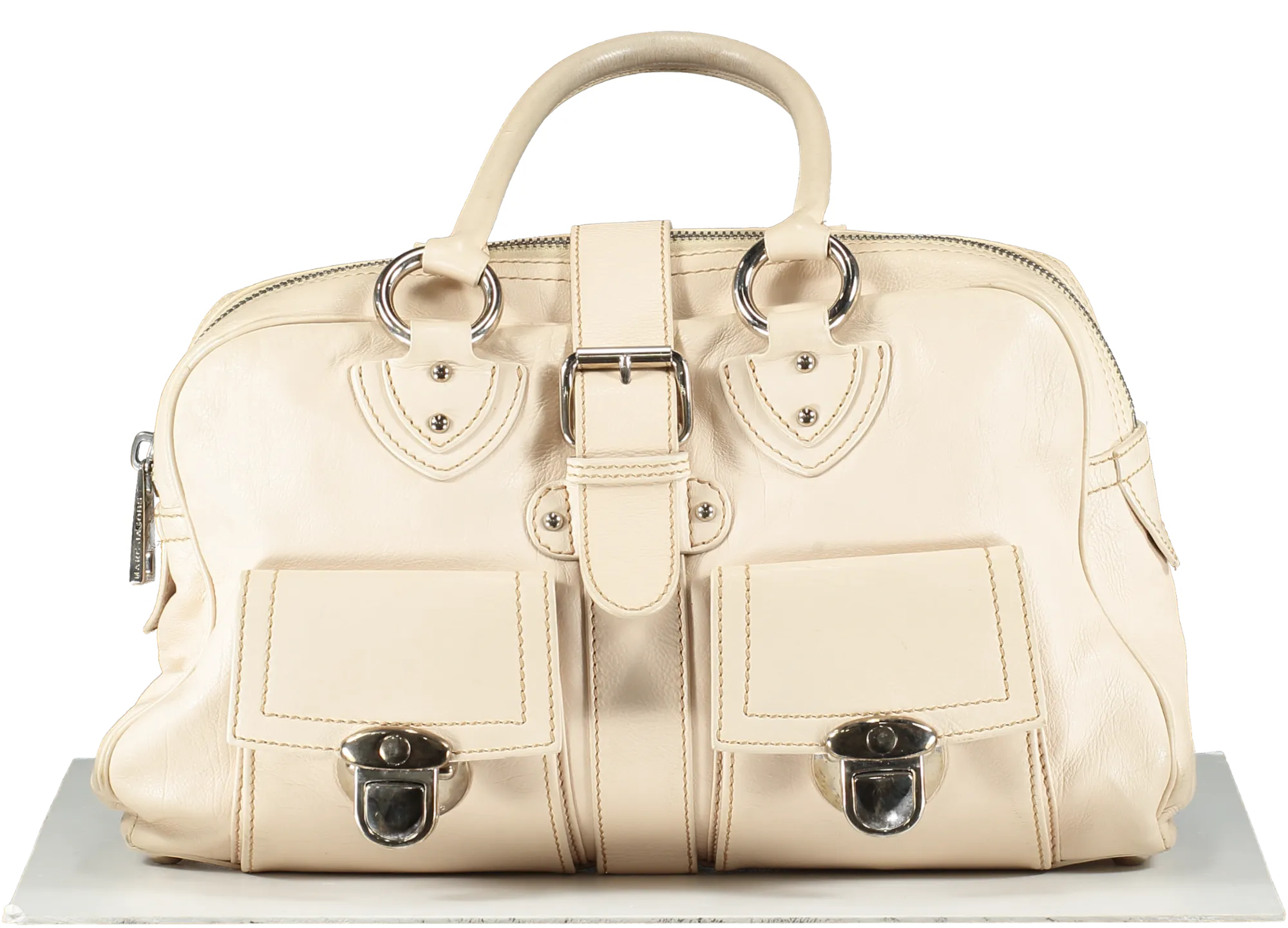 Marc Jacobs Cream Leather 2 Pocket Top Handles Venetia Handbag