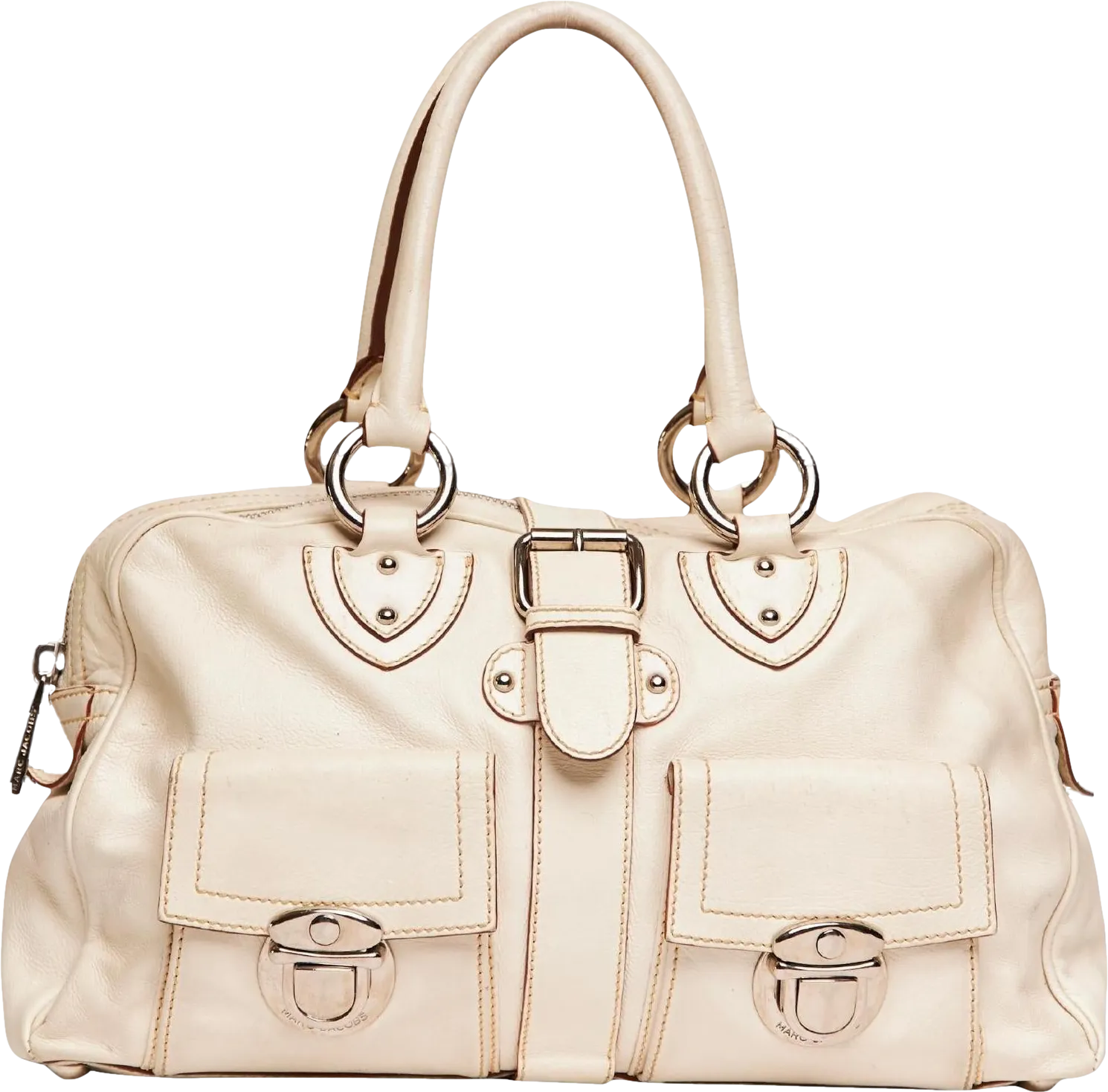 Marc Jacobs Cream Leather 2 Pocket Top Handles Venetia Handbag