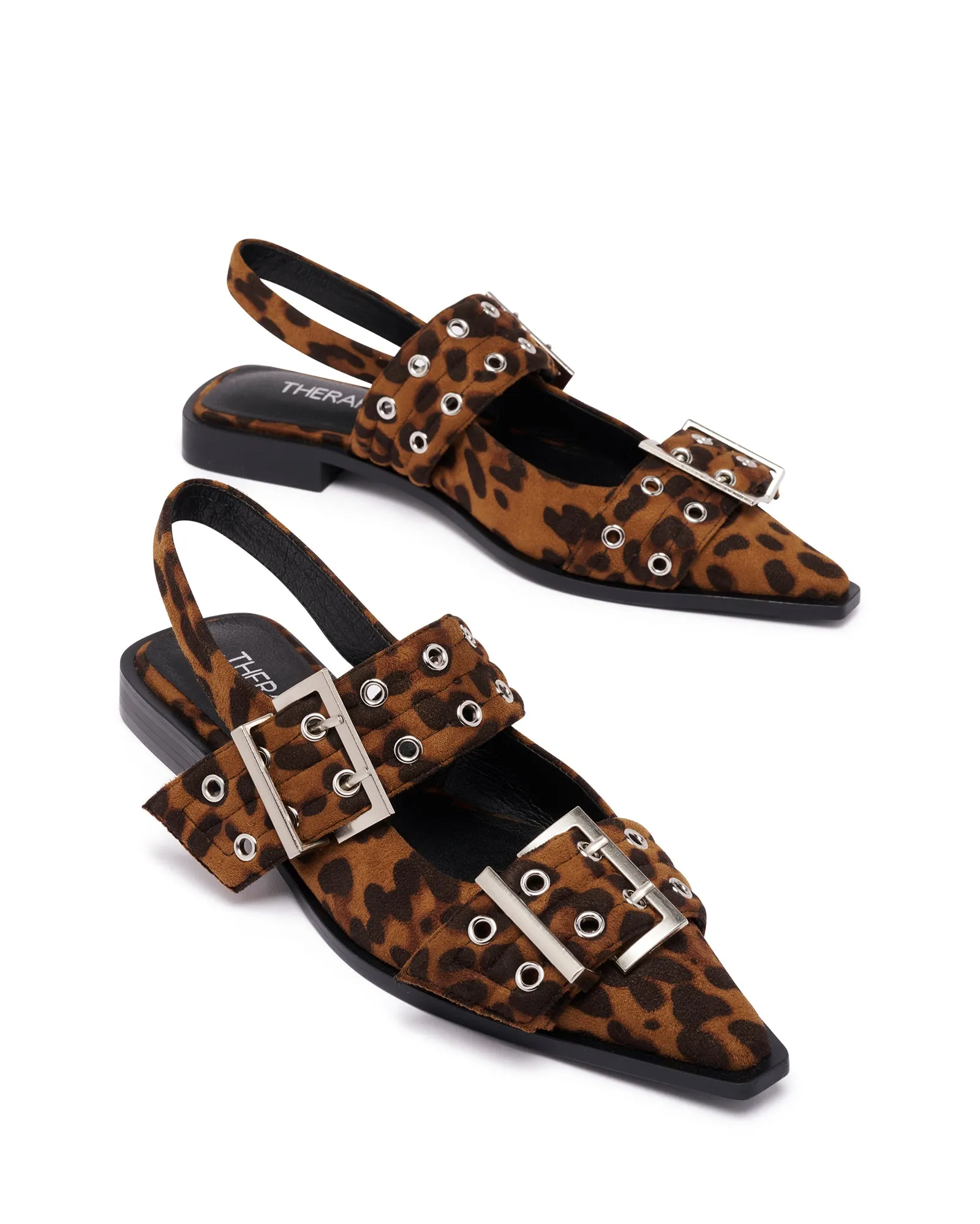 Matilda Pointed Flat Leopard Microfibre