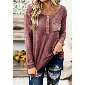 Mauve Distressed Henley