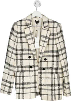 ME   EM Cream Edge To Edge Italian Check Blazer Ecru UK 12