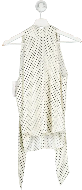 ME EM Cream Polka Dot Halterneck Pussybow Top UK 8