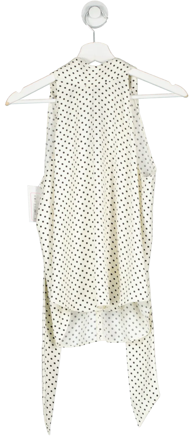 ME EM Cream Polka Dot Halterneck Pussybow Top UK 8