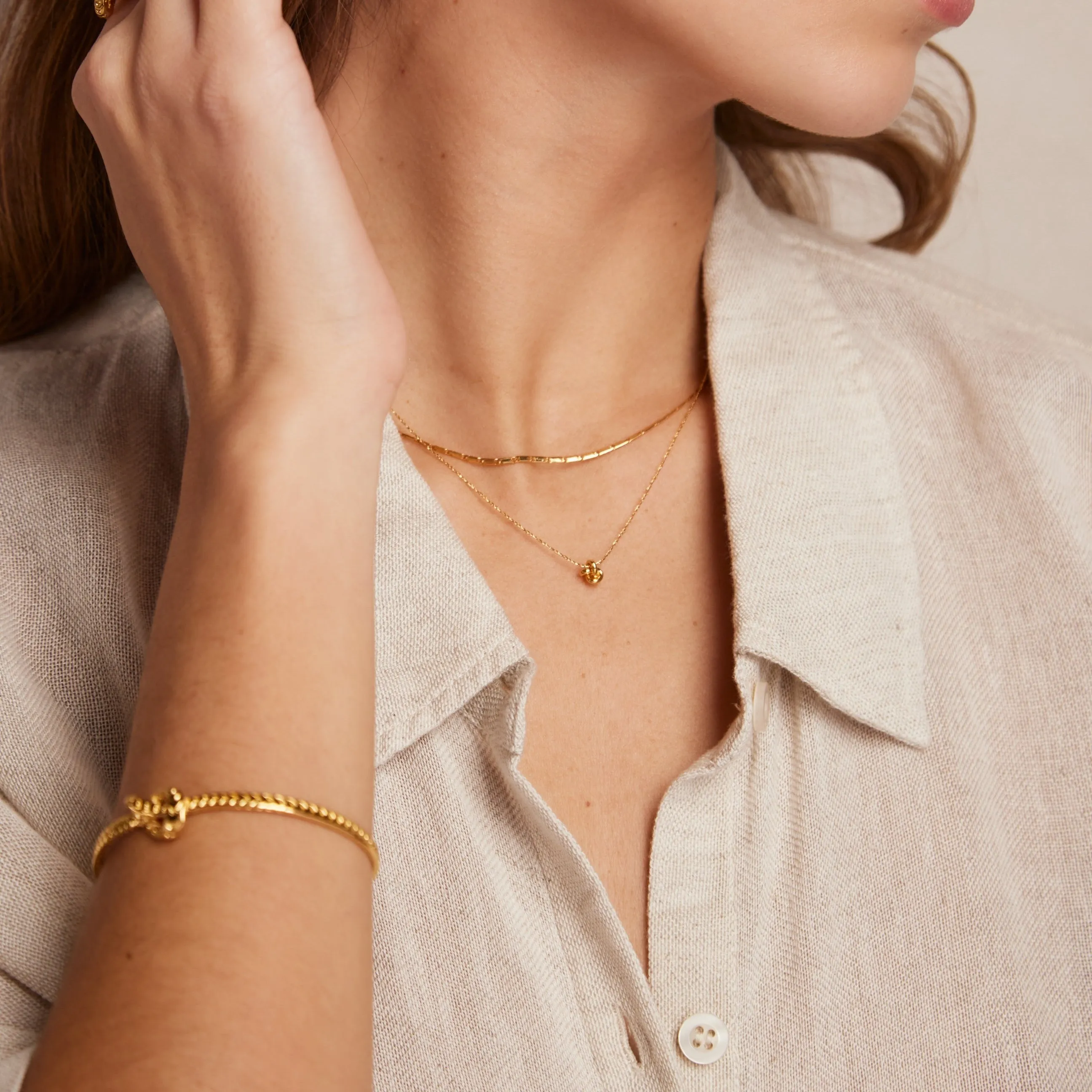 Mini Knot Fine Collar Necklace - Gold