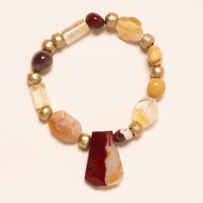 Mookaite Jasper, African Brass, Agate and Citrine Bloom Bracelet