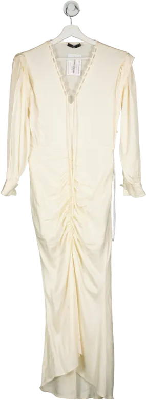 Nisse Cream Ruched Shirt Maxi Dress UK 8