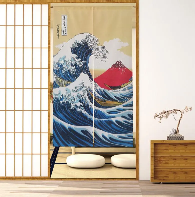 Noren | Curtain | Wall Hanging | Great Wave Off Kanagawa (Linen)