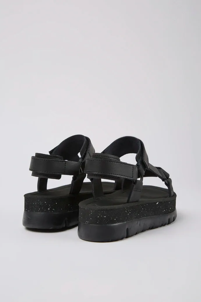 Oruga Up Leather Women's Sandal - Black