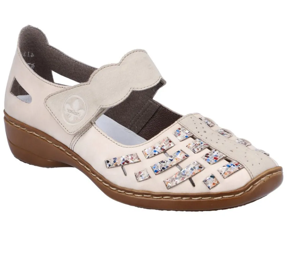 Pantofi casual, dama, RIEKER, ANTISTRESS, 41369-60 bej, piele naturala