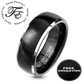 Personalized Men's Black Traditional Promise Ring - Engraved Tungsten Promise Ring