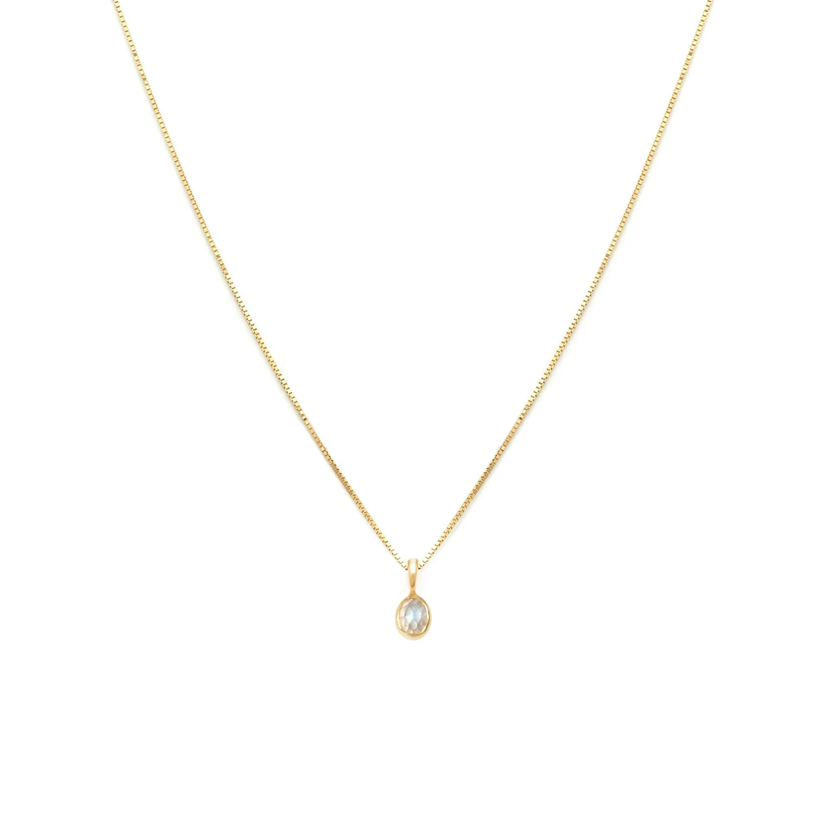 Petite Oval Necklace | 14k Gold & Moonstone