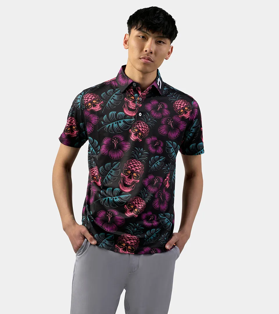 PINEAPPLE SKULLZ POLO - BLACK